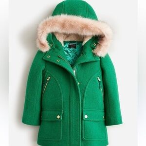 J.Crew Girls' stadium-cloth Chateau Green parka Size 8